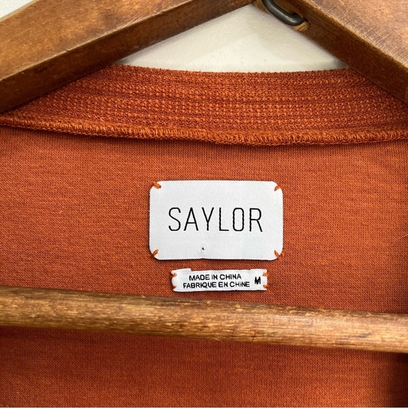 Saylor v-neck cardigan sweater burnt orange fringe accents size medium - Picture 6 of 10